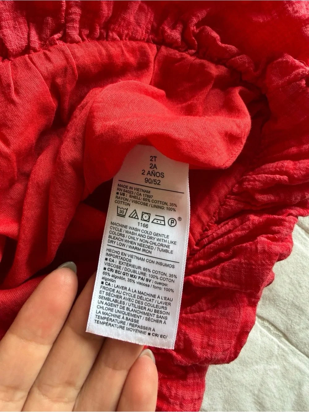 Old Navy Red Bubble Hem Tie Strap Dress 2T Cotton Blend Sundress